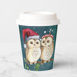 Christmas Owls Paper Cups