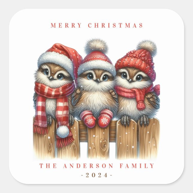 Christmas Owls Sticker (Front)