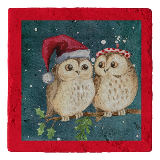 Christmas Owls  Trivet (Front)