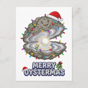 Christmas Oyster Crassostrea Santa Hat Holiday   Invitation Postcard