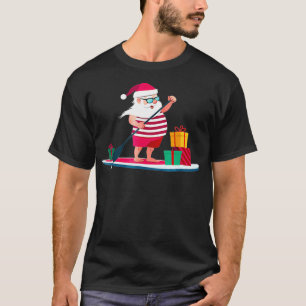 Christmas Paddleboarding Santa in Swim Shorts T-Shirt