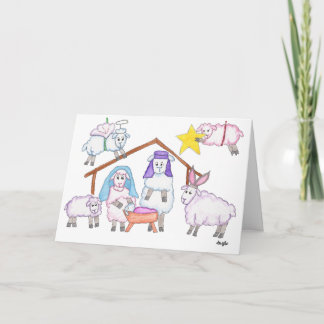 Christmas Pagent with Sheep Holiday Card