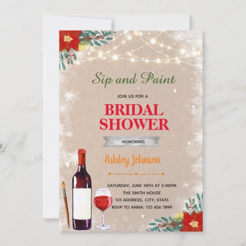 Christmas paint and sip invitation
