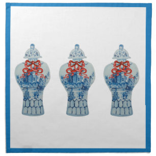 Christmas Painted Blue and White Ginger Jar Cloth Napkin