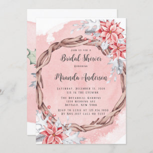 Christmas Painted Poinsettia Bridal Shower Invitation