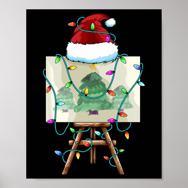 Christmas Painter Design Santa Xmas Paint Artist  Poster (Front)