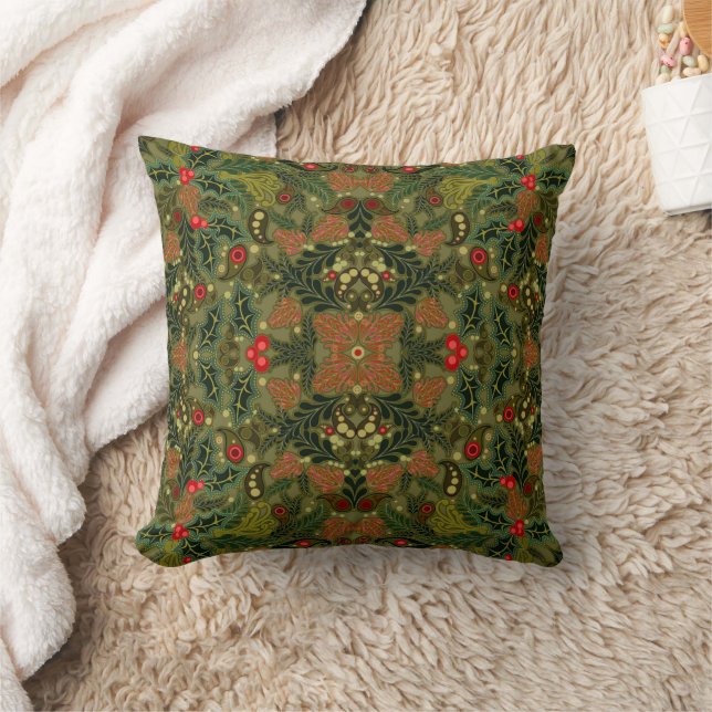 Christmas Paisley Colorful Throw Pillow (Blanket)
