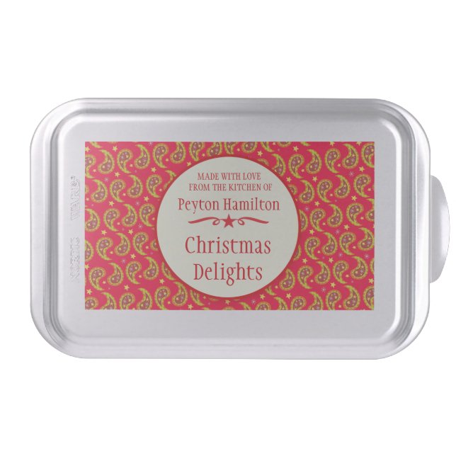 Christmas Paisley Cookie Exchange custom tin Cake Pan (Front)