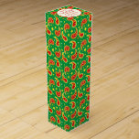 Christmas paisley green personalized wine box<br><div class="desc">Perfect for giving the gift of wine or spirits at Christmas time. Customize this seasonal paisley patterned box with your name or company name on the lid. Bright green,  cream,  red and yellow paisley star pattern designed by Sarah Trett.</div>
