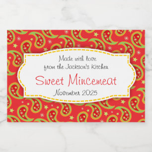 Christmas paisley patterned mincemeat label