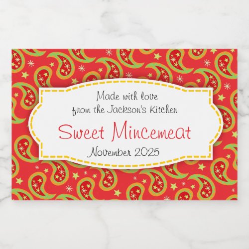 Christmas paisley patterned mincemeat label