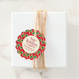 Christmas paisley star red company holiday gift favor tags