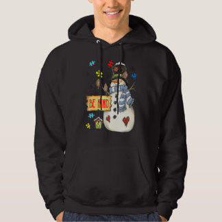 Christmas Pajama Autism Awareness Be Kind Snowman  Hoodie