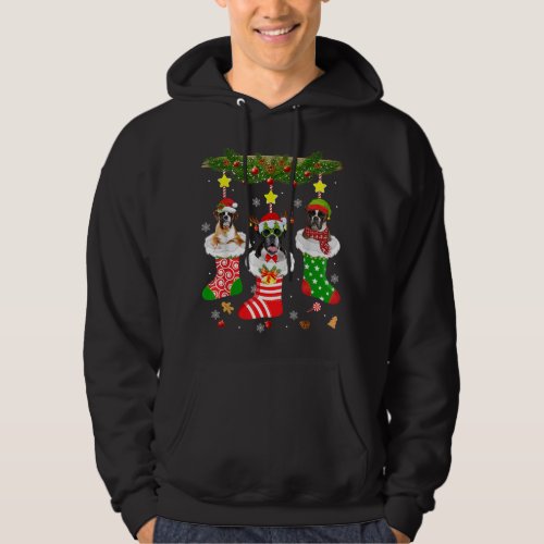 Christmas Pajama Boxer Dog Lover Xmas Socks Hoodie