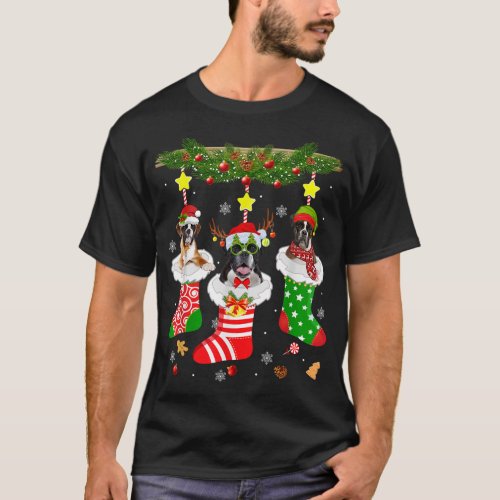 Christmas Pajama Boxer Dog Lover Xmas Socks T_Shirt