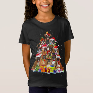 Christmas Pajama Boxer Tree Xmas Gifts Dog Dad Mom T-Shirt