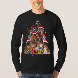 Christmas Pajama Boxer Tree Xmas Puppy Dog Dad Mom T-Shirt