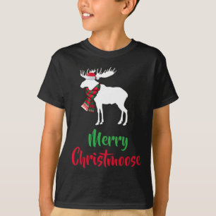 Christmas Pajama - Christmas Moose Santa Hat T-Shirt
