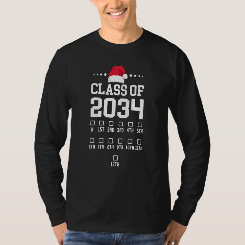 Christmas Pajama Class Of 2034 Students Kindergart T_Shirt