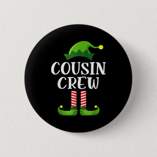 Christmas Pajama Cousin Crew Funny Elf Matching Pa Button