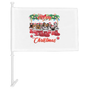 Christmas Pajama Cute Dogs Dog Lover Christmas Car Flag