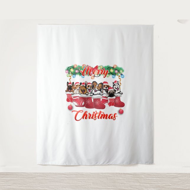 Christmas Pajama Cute Dogs Dog Lover Christmas Tapestry (Front)