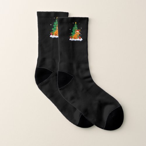 Christmas Pajama Dachshund Tree Xmas Dog Dad Mom Socks