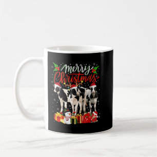 Christmas Pajama Dairy Cow Lover Xmas Tree Lights Coffee Mug
