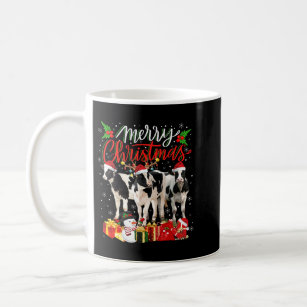 Christmas Pajama Dairy Cow Lover Xmas Tree Lights  Coffee Mug