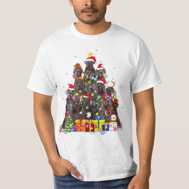 Christmas Pajama Dane Tree Xmas Dog Dad Mom T-Shir T-Shirt (Front)