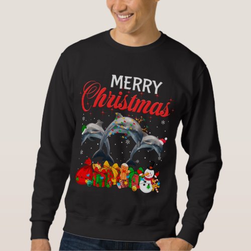 Christmas Pajama Dolphin Lover Xmas Tree Lights An Sweatshirt