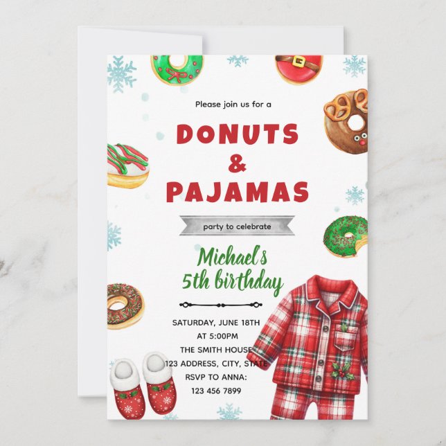 Christmas pajama donut Invitation (Front)