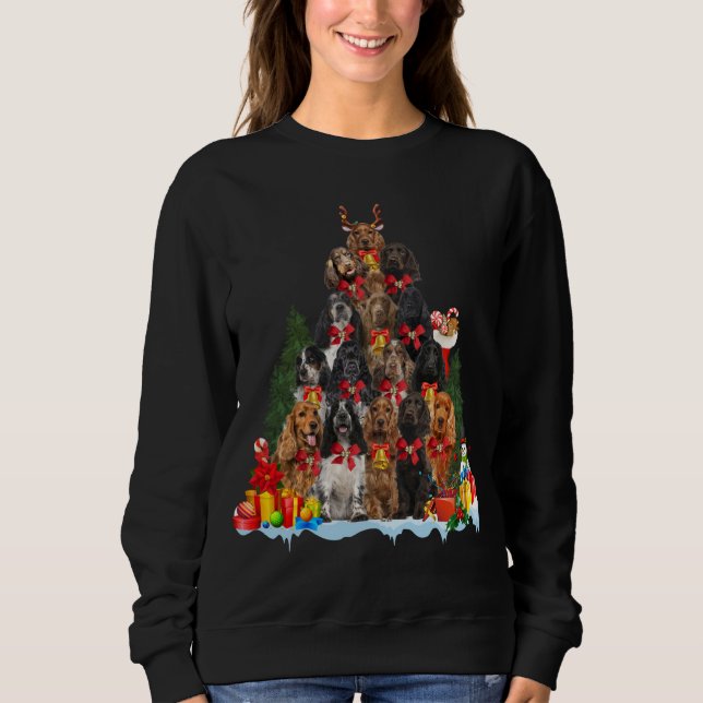 Christmas Pajama English Cocker Spaniel Xmas Tree  Sweatshirt (Front)
