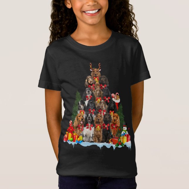 Christmas Pajama English Cocker Spaniel Xmas Tree  T-Shirt (Front)