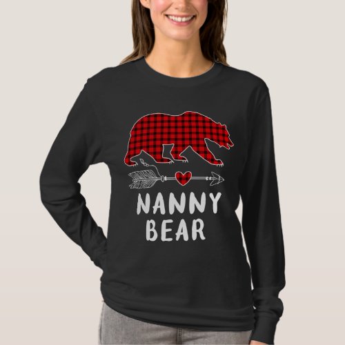 Christmas Pajama Family Arrow Nanny Bear Red Plaid T_Shirt