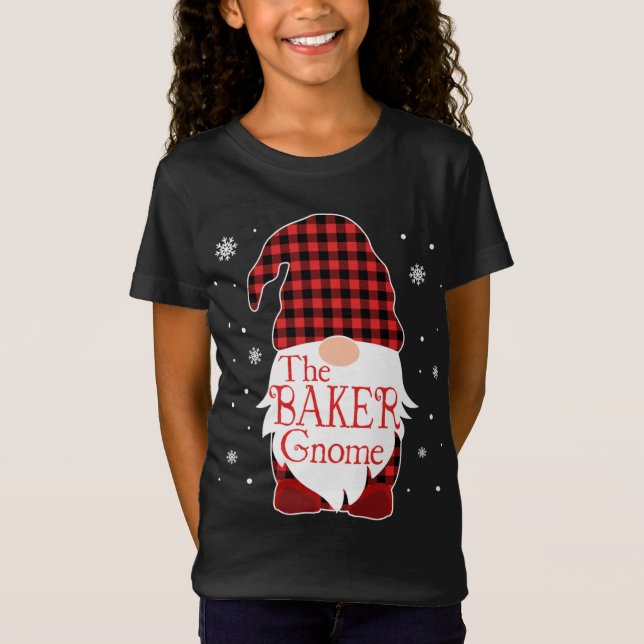 Christmas Pajama Family Gift Baker Gnome Buffalo P T-Shirt (Front)