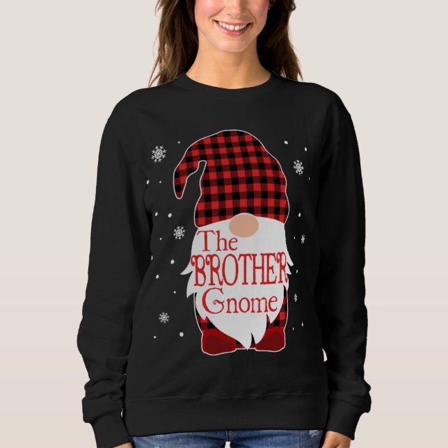 Christmas Pajama Family Gift Brother Gnome Buffalo Sweatshirt (Front)