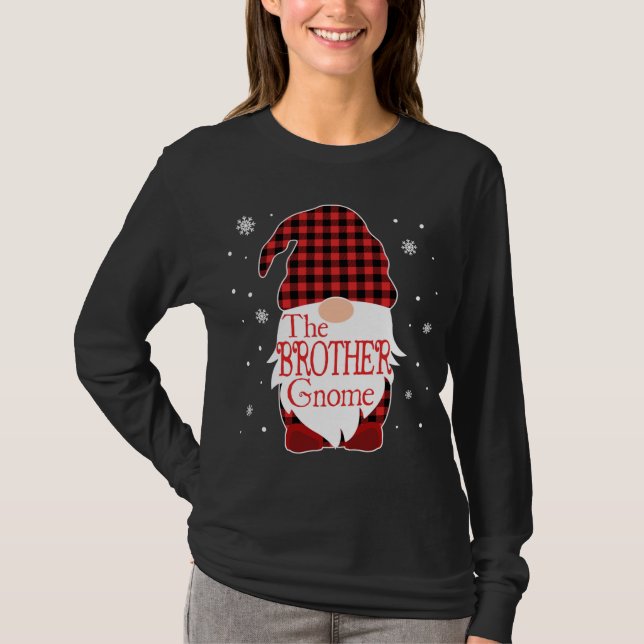 Christmas Pajama Family Gift Brother Gnome Buffalo T-Shirt (Front)