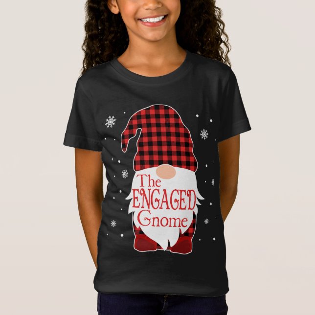 Christmas Pajama Family Gift Engaged Gnome Buffalo T-Shirt (Front)
