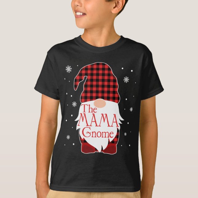 Christmas Pajama Family Gift Mama Gnome Buffalo Pl T-Shirt (Front)