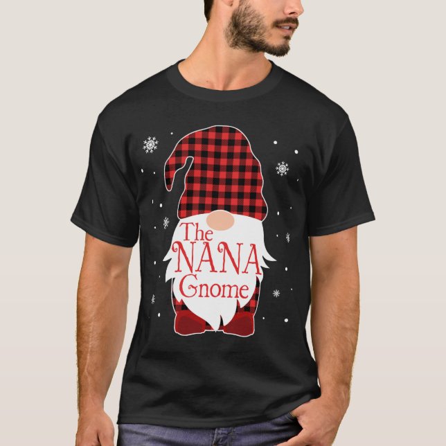 Christmas Pajama Family Gift Nana Gnome Buffalo Pl T-Shirt (Front)