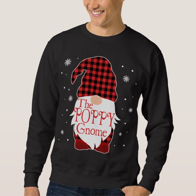 Christmas Pajama Family Gift Poppy Gnome Buffalo P Sweatshirt (Front)