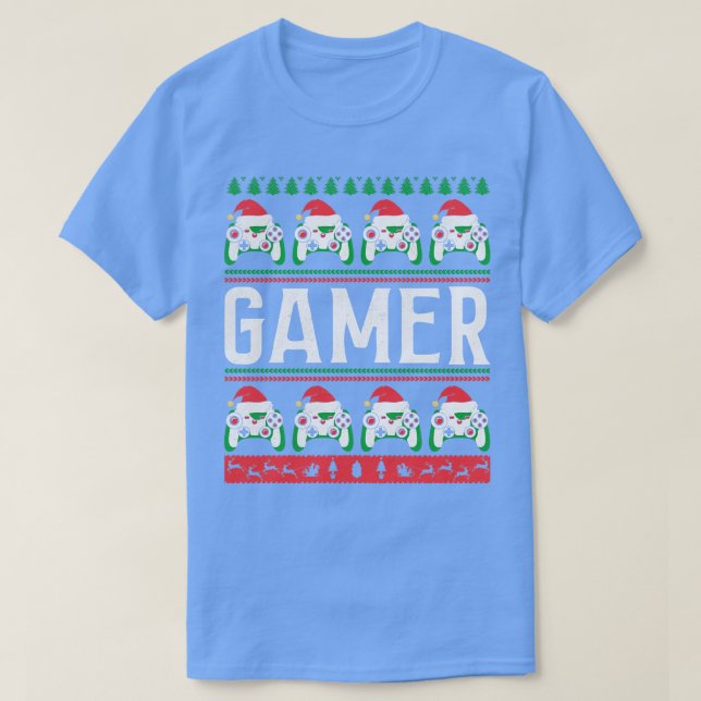 Christmas Pajama Game Controller Santa Hat Video G T-Shirt (Design Front)