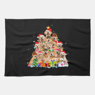 Christmas Pajama Golden Retriever Tree Xmas Gift D Kitchen Towel