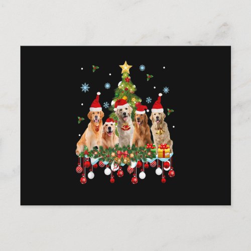 Christmas Pajama Golden Retriever Tree Xmas Gift D Postcard