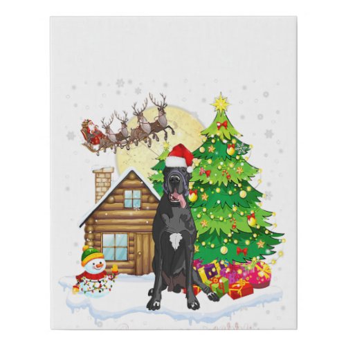 Christmas Pajama Great Dane Tree Xmas Dog Dad Mom  Faux Canvas Print