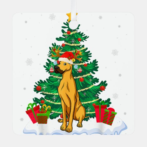 Christmas Pajama Great Dane Tree Xmas Dog Dad Mom  Metal Ornament