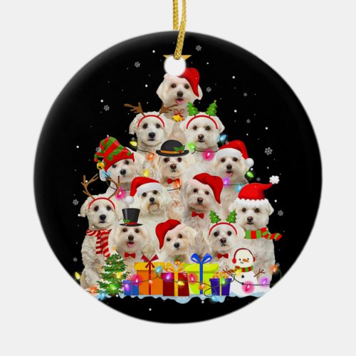 Christmas Pajama Maltese Tree Xmas Gifts Dog Dad Ceramic Ornament