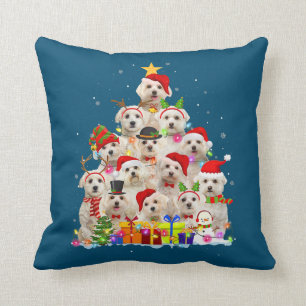 Christmas Pajama Maltese Tree Xmas Gifts Dog Dad Throw Pillow