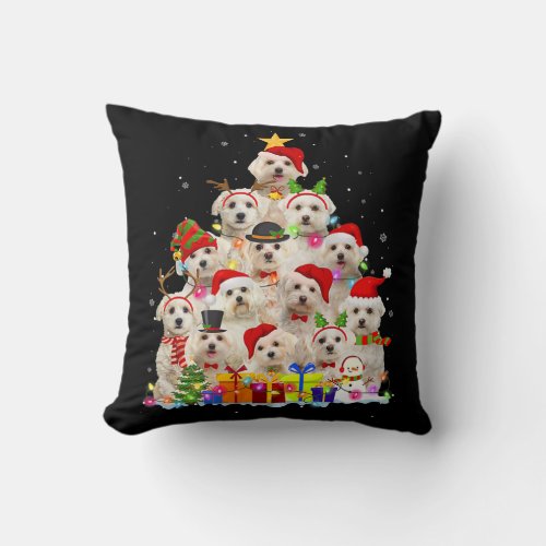 Christmas Pajama Maltese Tree Xmas Gifts Dog Dad Throw Pillow